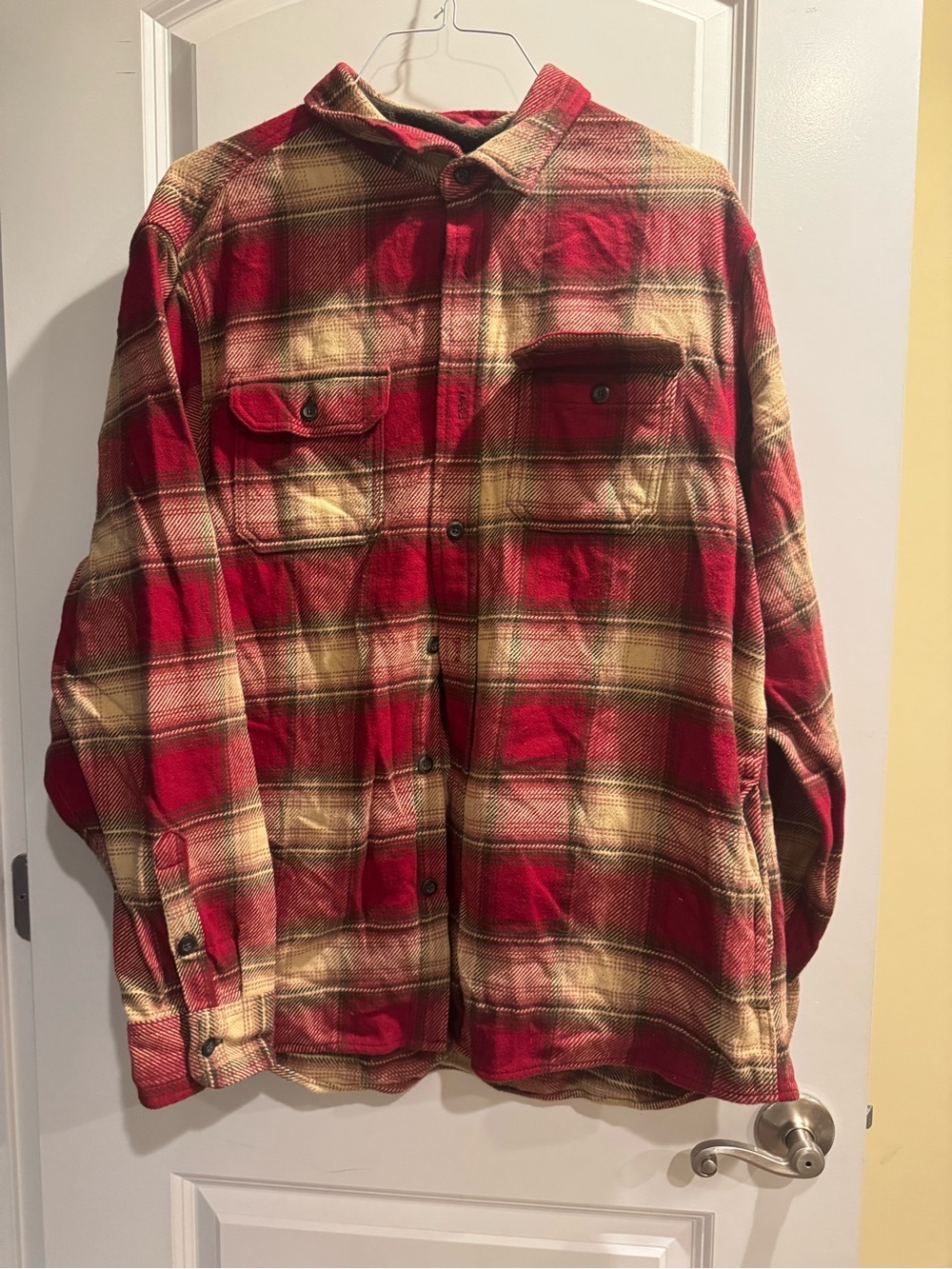 Orvis Red and Tan Plaid Shirt Jacket